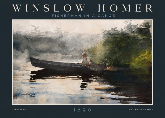 Winslow Homer Fisherman in a Canoe No2 - Plakat