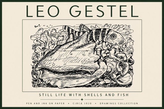 Leo Gestel Still Life with Shells and Fish No5 - Plakat