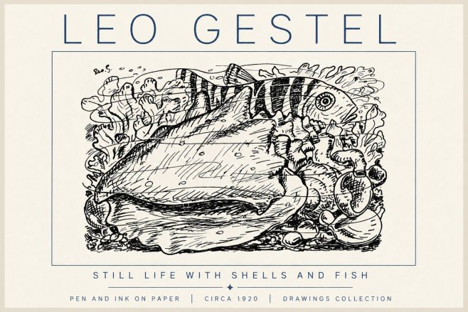 Leo Gestel Still Life with Shells and Fish No6 - Plakat