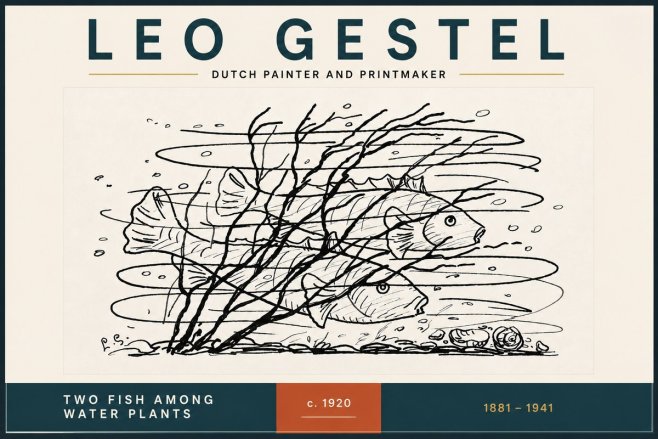 Leo Gestel Two Fish Among Water Plants No4 - Plakat