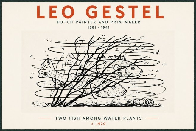 Leo Gestel Two Fish Among Water Plants No5 - Plakat