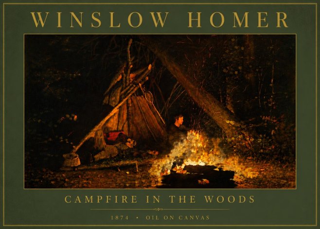 Winslow Homer Campfire in the Woods No6 - Plakat