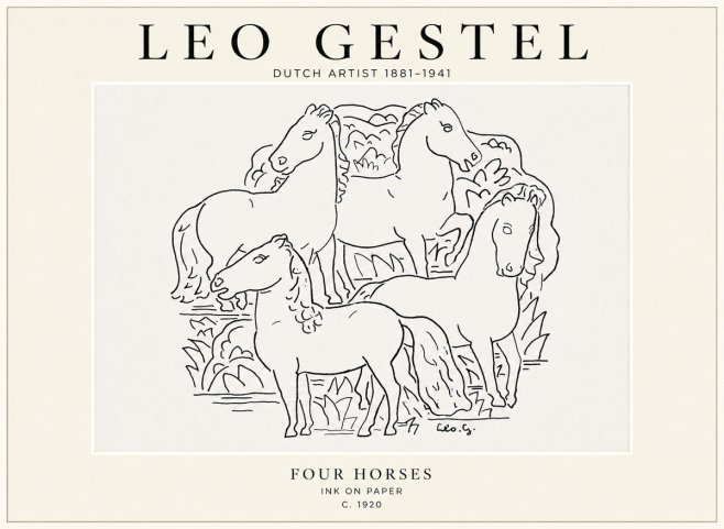 Leo Gestel Four Horses No1 - Plakat