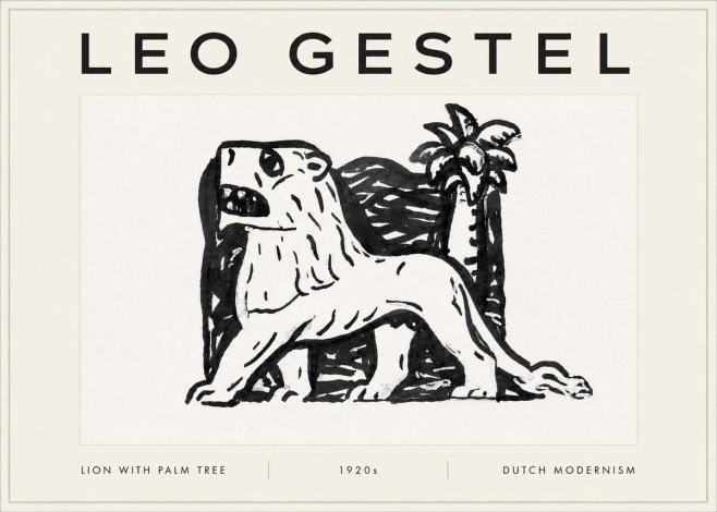 Leo Gestel Lion with Palm Tree No5 - Plakat