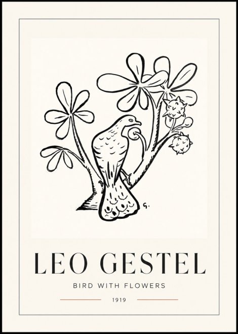 Leo Gestel Bird with Flowers No1 - Plakat