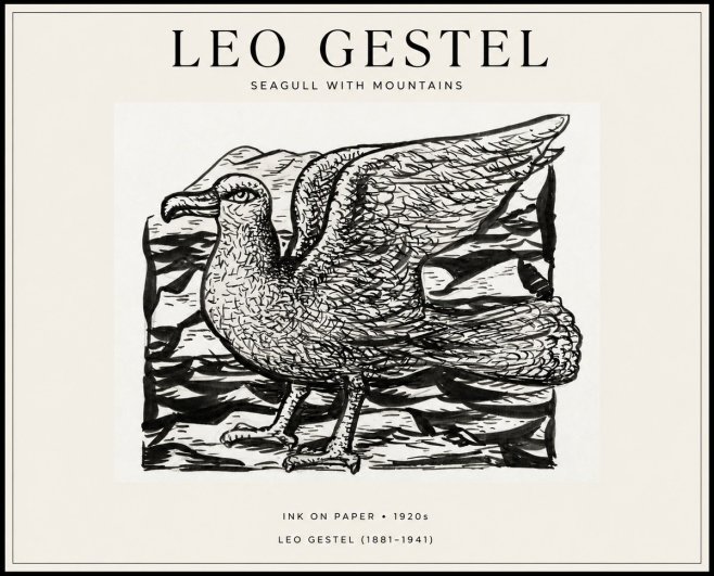 Leo Gestel Seagull with Mountains No1 - Plakat