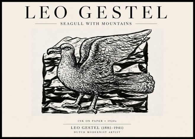 Leo Gestel Seagull with Mountains No6 - Plakat