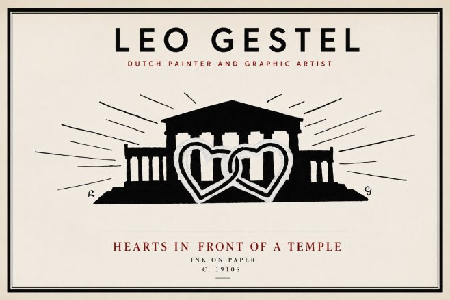 Leo Gestel Hearts in Front of a Temple No4 - Plakat