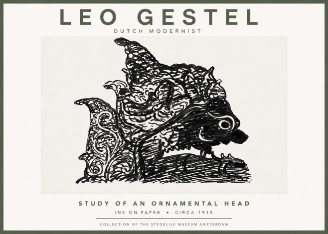 Leo Gestel Study of an Ornamental Head No5 - Plakat