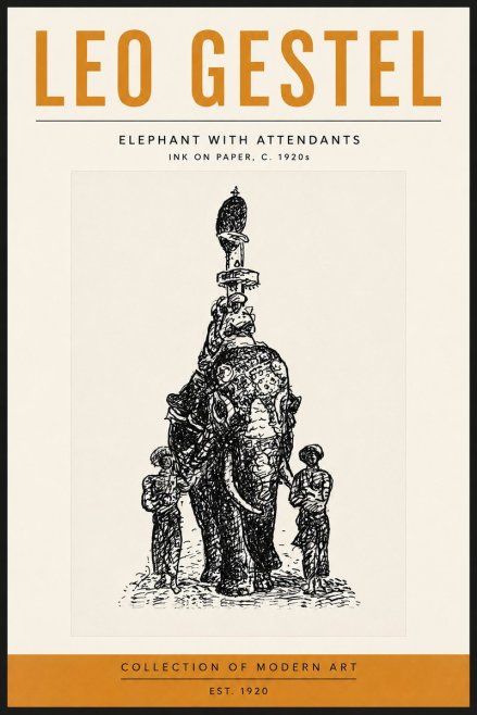 Leo Gestel Elephant with Attendants No5 - Plakat