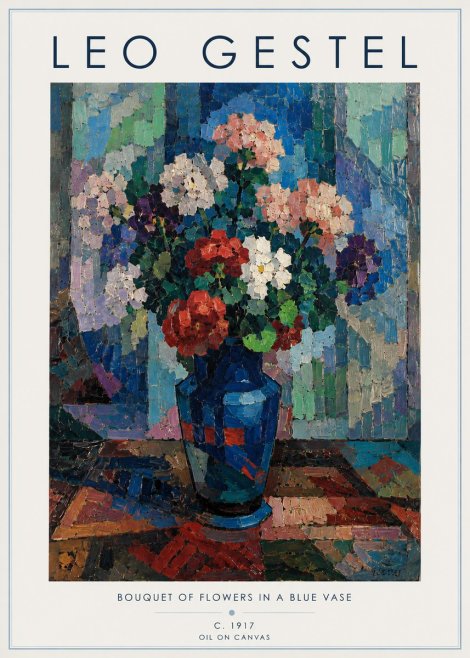 Leo Gestel Bouquet of Flowers in a Blue Vase No6 - Plakat