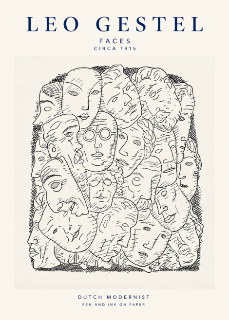 Leo Gestel Heads Ink Drawing No2 - Plakat