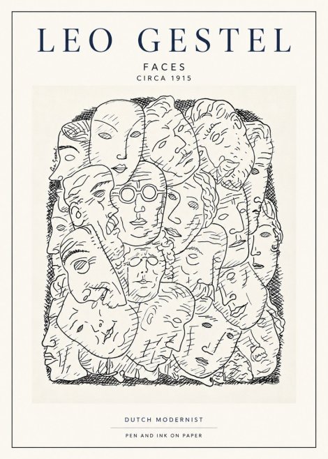 Leo Gestel Heads Ink Drawing No4 - Plakat