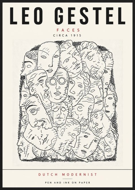 Leo Gestel Heads Ink Drawing No6 - Plakat