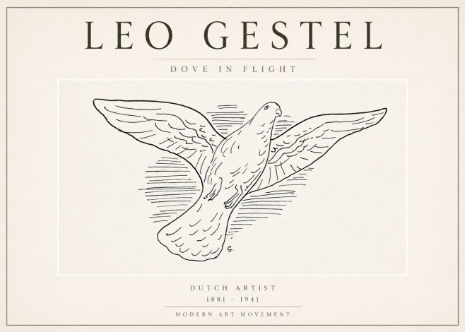 Leo Gestel Dove in Flight No3 - Plakat