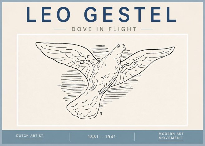 Leo Gestel Dove in Flight No4 - Plakat