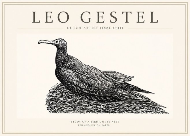 Leo Gestel Study of a Bird on Its Nest No3 - Plakat