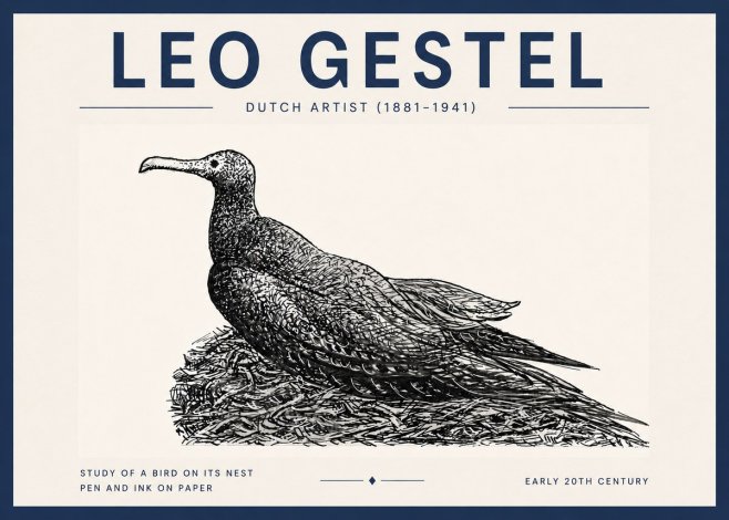 Leo Gestel Study of a Bird on Its Nest No6 - Plakat