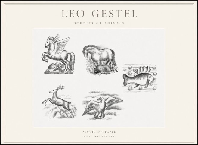 Leo Gestel Studies of Animals No1 - Plakat