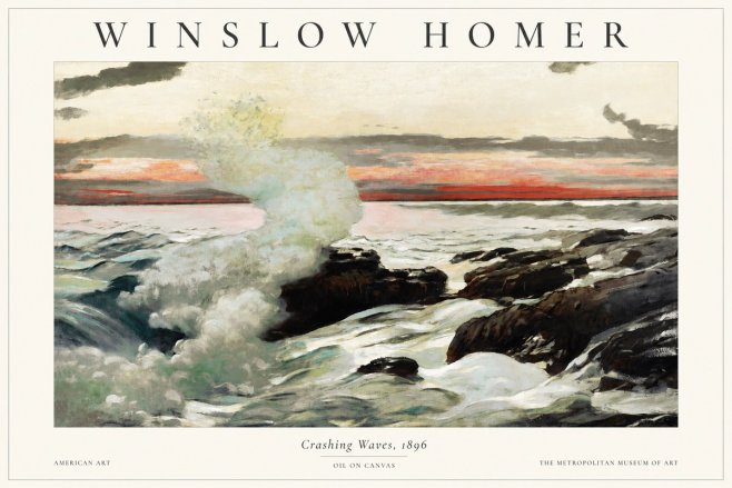 Winslow Homer Crashing Waves, 1896 No1 - Plakat