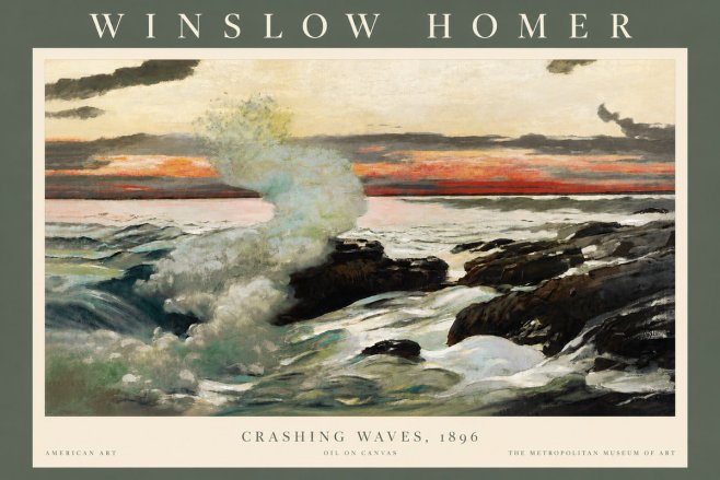 Winslow Homer Crashing Waves, 1896 No4 - Plakat