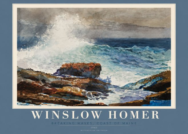 Winslow Homer Breaking Waves, Coast of Maine No2 - Plakat