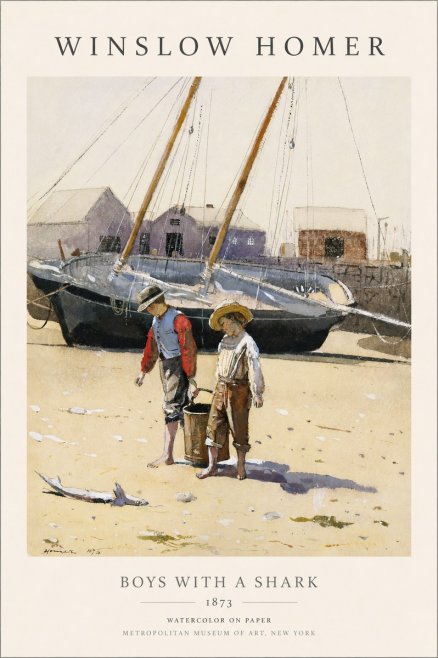 Winslow Homer Boys with a Shark No1 - Plakat