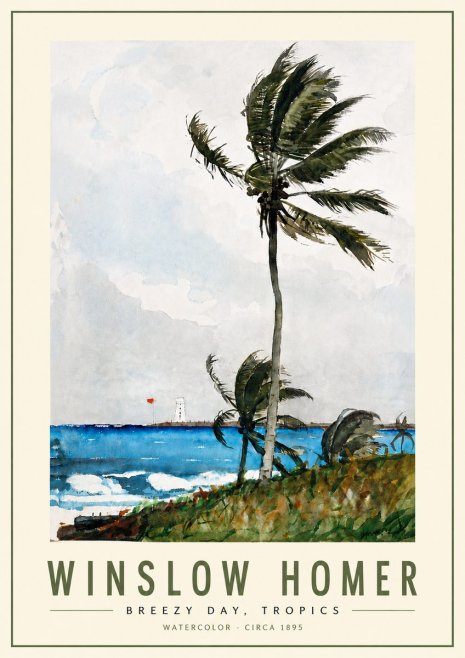Winslow Homer Breezy Day, Tropics No5 - Plakat