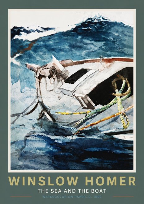 Winslow Homer The Sea and the Boat No4 - Plakat
