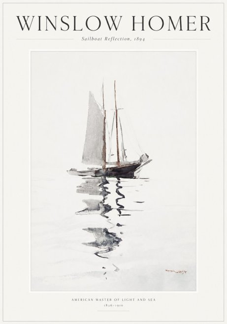 Winslow Homer Sailboat Reflection, 1894 No1 - Plakat