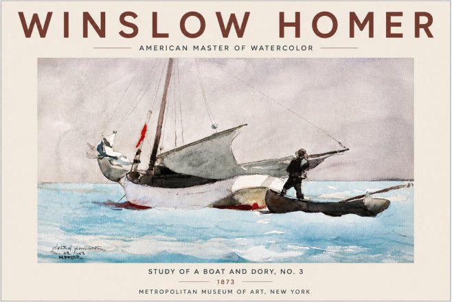 Winslow Homer Study of a Boat and Dory Watercolor, No. 3 No6 - Plakat