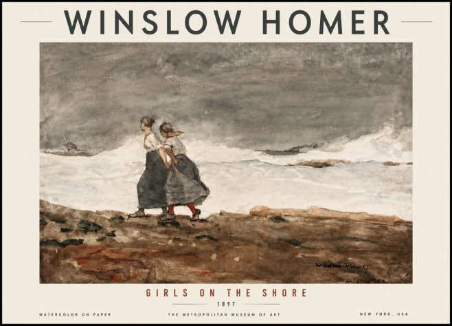 Winslow Homer Girls on the Shore No5 - Plakat