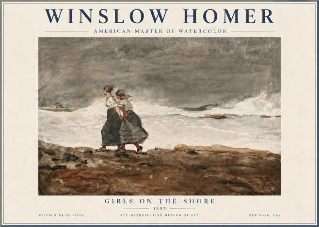 Winslow Homer Girls on the Shore No6 - Plakat