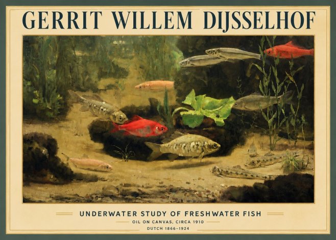 Gerrit Willem Dijsselhof Underwater Study of Freshwater Fish No4 - Plakat