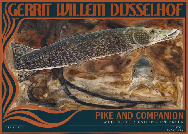 Gerrit Willem Dijsselhof Pike and Carp No4 - Plakat