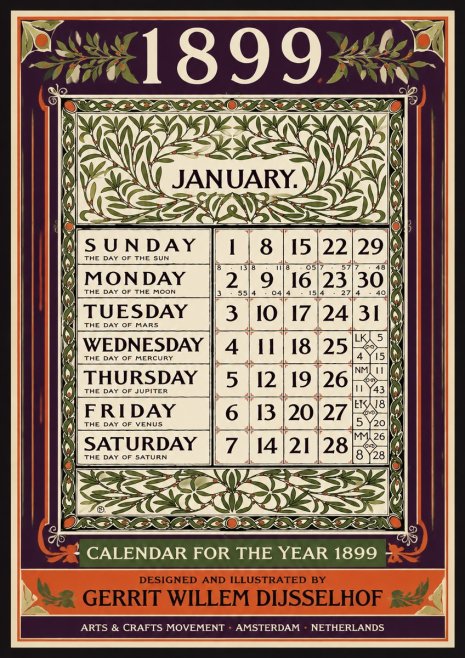 Gerrit Willem Dijsselhof January. Calendar for 1899. No4 - Plakat
