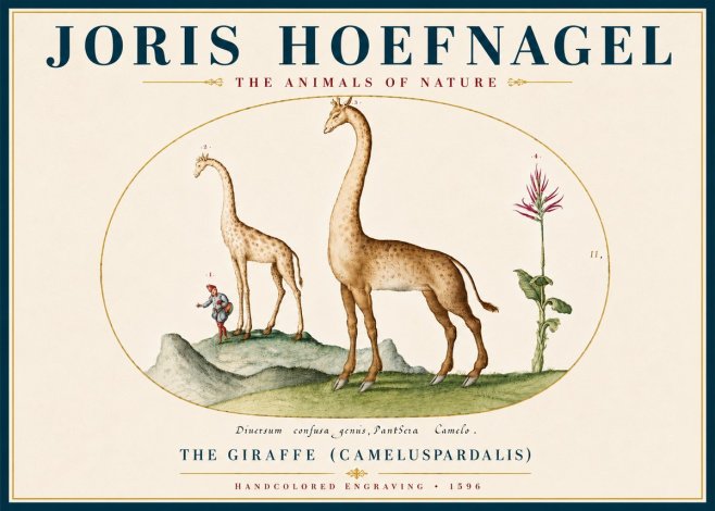 Joris Hoefnagel The Giraffe (Cameluspardalis) No5 - Plakat