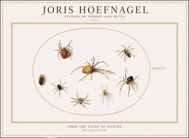 Joris Hoefnagel Study of Spiders and Mites - Plate Xxxvii. No2 - Plakat