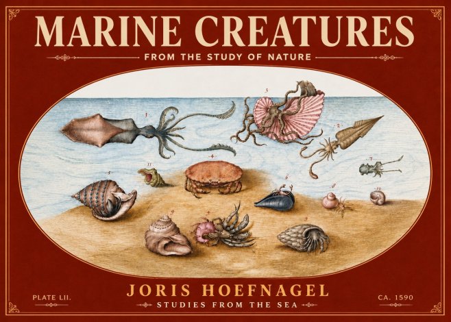 Joris Hoefnagel Marine Creatures - Plate Lii No6 - Plakat