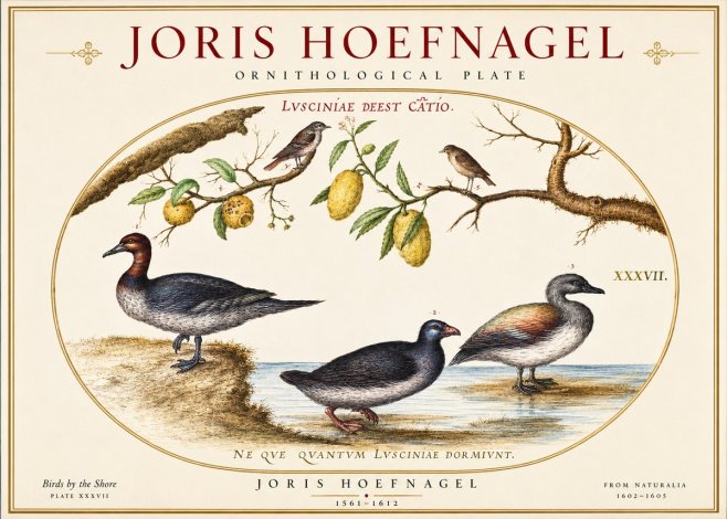 Joris Hoefnagel Plate Xxxvii from the Four Books of Birds No6 - Plakat