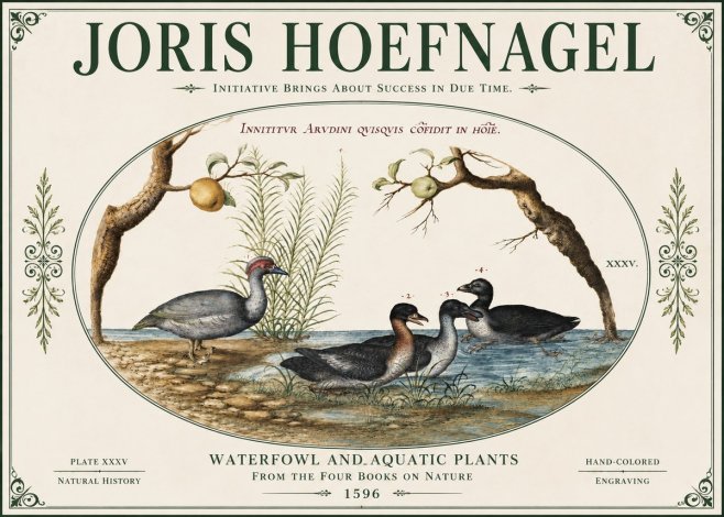 Joris Hoefnagel Waterfowl and Aquatic Plants No4 - Plakat