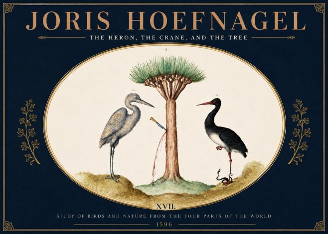 Joris Hoefnagel The Heron, the Crane, and the Tree No5 - Plakat