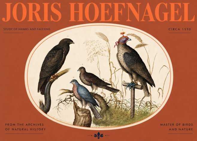 Joris Hoefnagel Studies of Hawks and Falcons No3 - Plakat