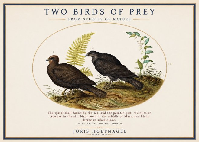 Joris Hoefnagel Two Birds of Prey - from Studies of Nature No1 - Plakat