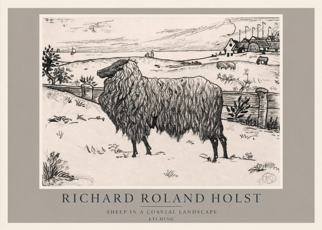 Richard Roland Holst Sheep in a Coastal Landscape No2 - Plakat