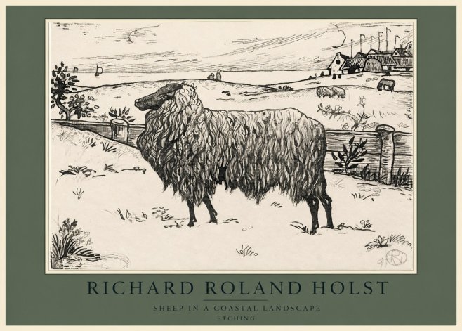 Richard Roland Holst Sheep in a Coastal Landscape No3 - Plakat