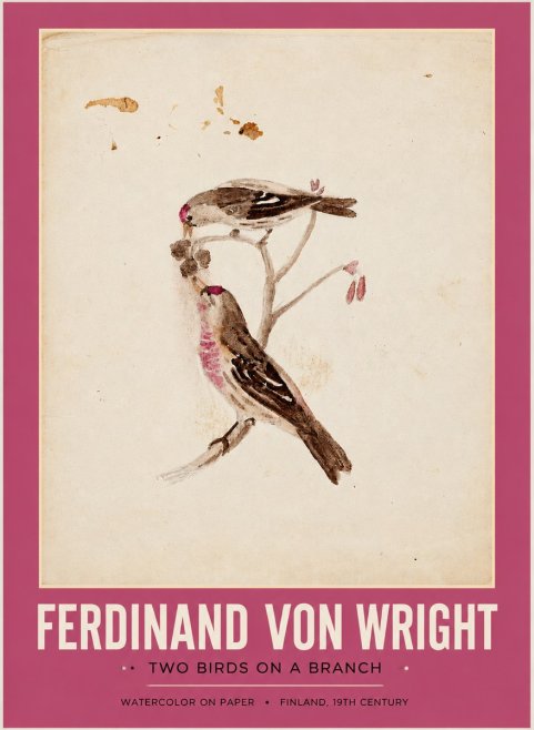 Ferdinand von Wright Two Birds on a Branch No2 - Plakat