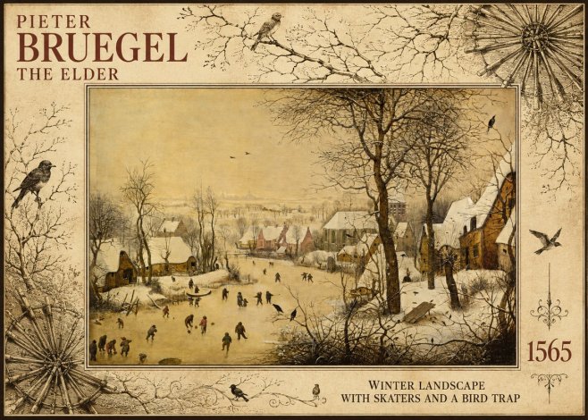 Pieter Bruegel Winter Landscape with Skaters and a Bird Trap No5 - Plakat