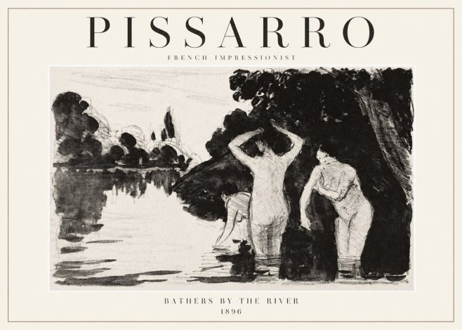 Pissarro Bathers by the River No1 - Plakat