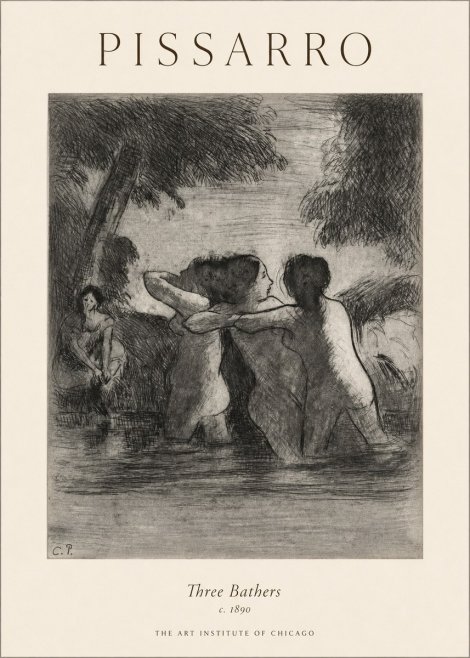 Pissarro Three Bathers No1 - Plakat